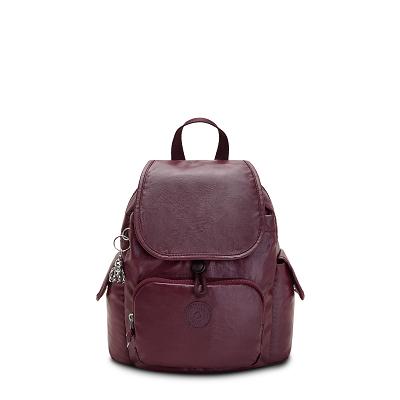 Kipling City Pack Mini Metallic Backpacks Burgundy | USD3048KI