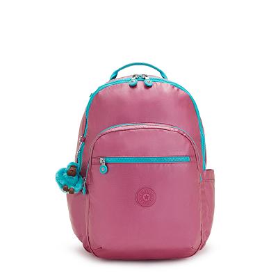Kipling Seoul Large School Backpacks Pink Metal | UST2936KI